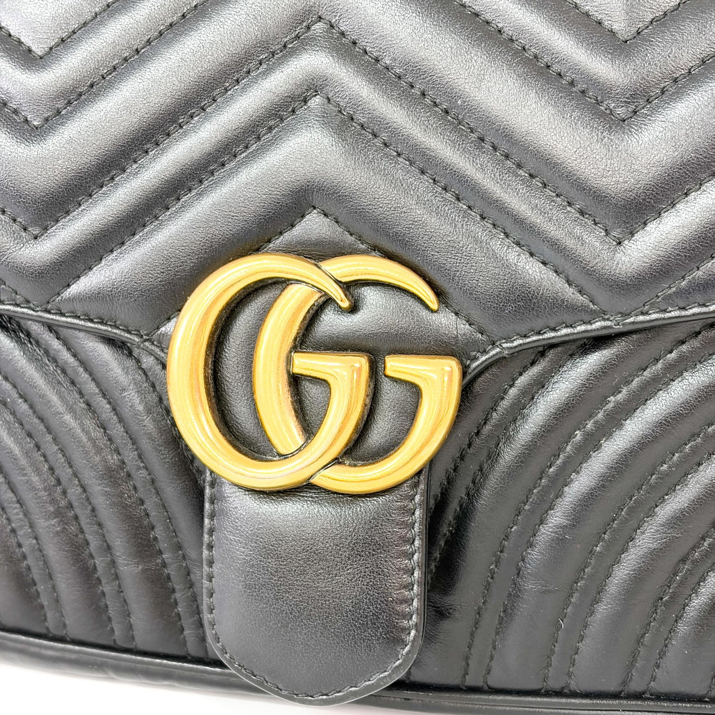 Gucci GG Marmont Small Matelassé Shoulder Bag Black Gold Hardware