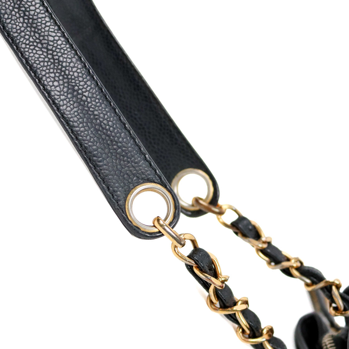 Chanel Black Caviar Quilted CC Pocket Shoulder Bag