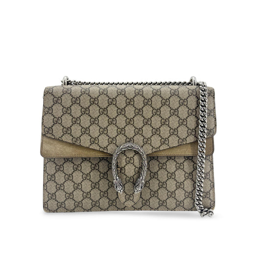 Sac à bandoulière Gucci Dionysus GG Supreme petit format, beige ébène