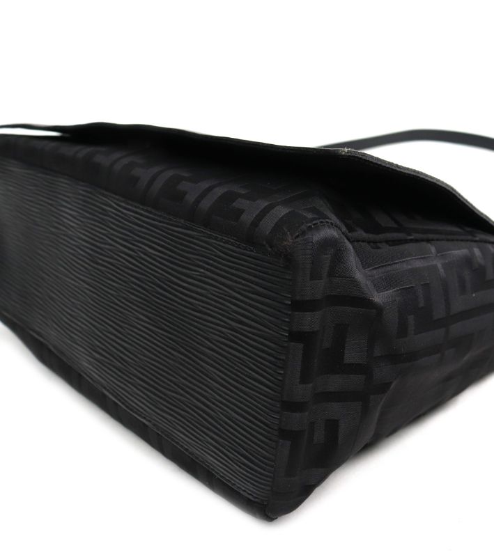 Fendi Black Zucca Flap Shoulder Bag
