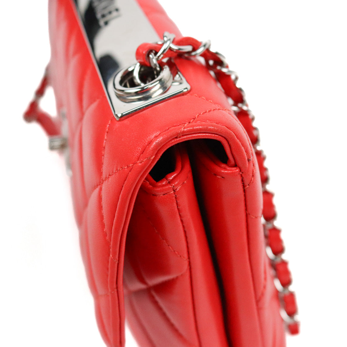 Chanel Red Lambskin Trendy CC Shoulder Bag