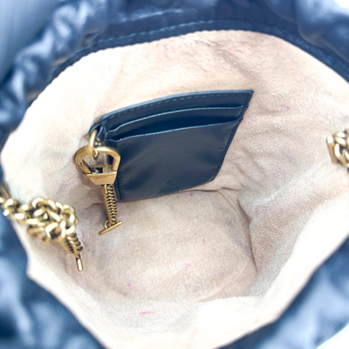 Gucci GG Marmont Mini Bucket Bag Black with Gold Hardware