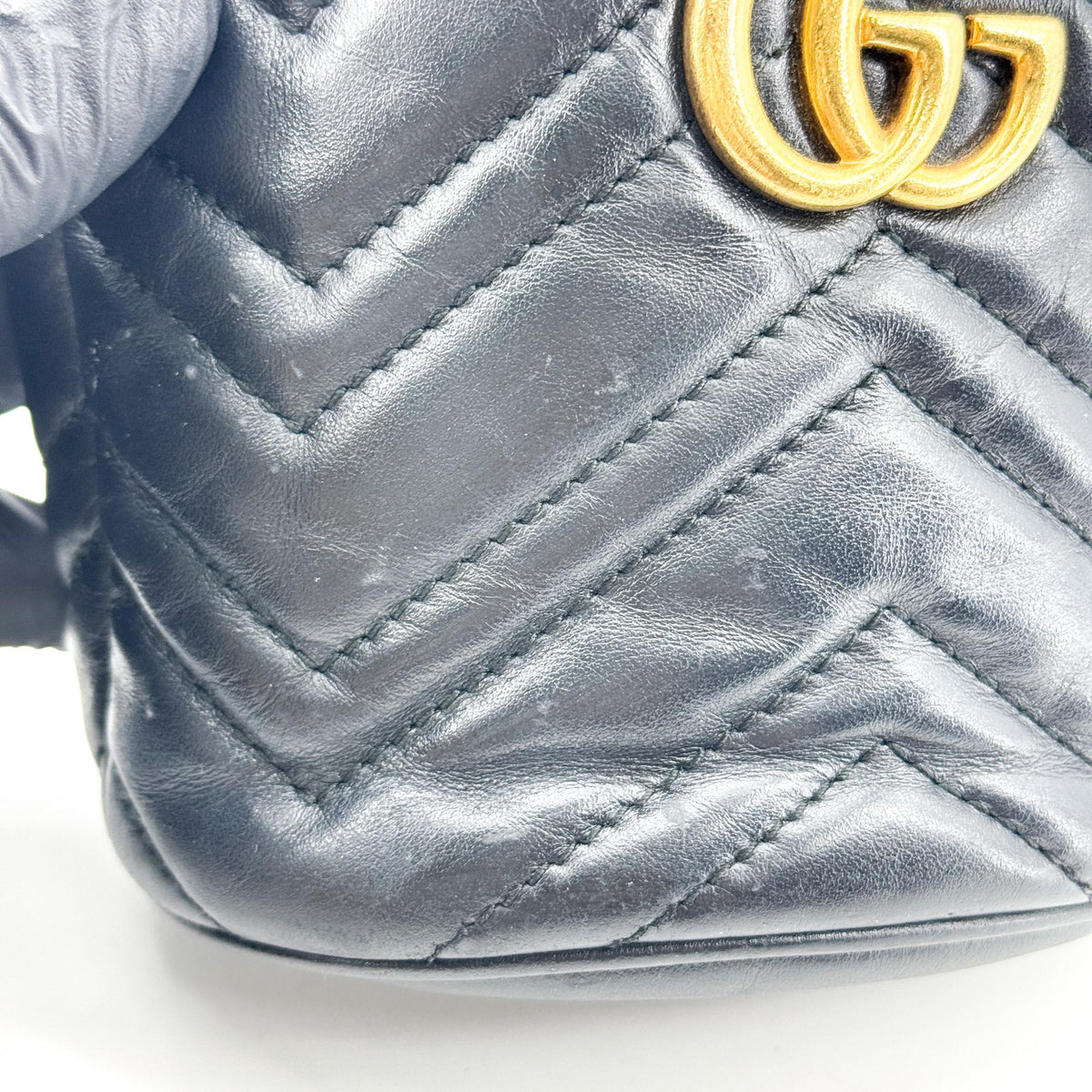 Gucci GG Marmont Mini Bucket Bag Black with Gold Hardware