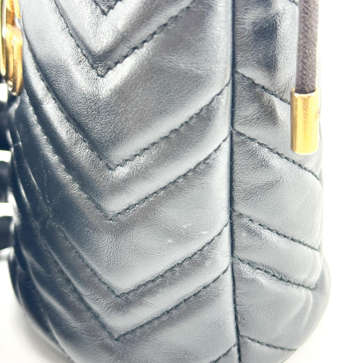 Gucci GG Marmont Mini Bucket Bag Black with Gold Hardware