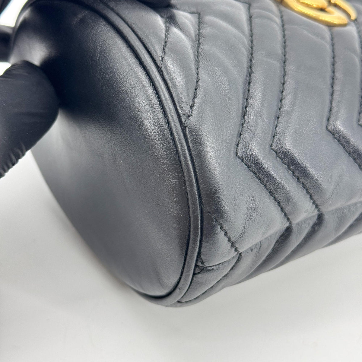 Gucci GG Marmont Mini Bucket Bag Black with Gold Hardware