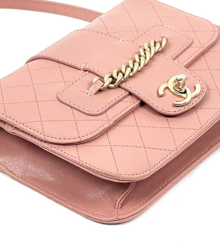 Chanel Pink Quilted CC Flap Chain Shoulder Bag