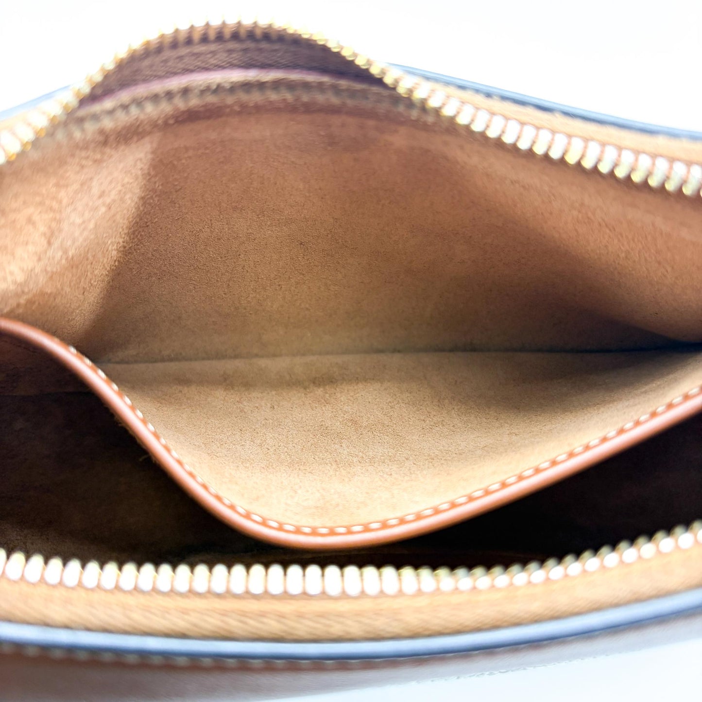 Celine Medium Ava Bag Tan Smooth Calfskin White Triomphe Embroidery