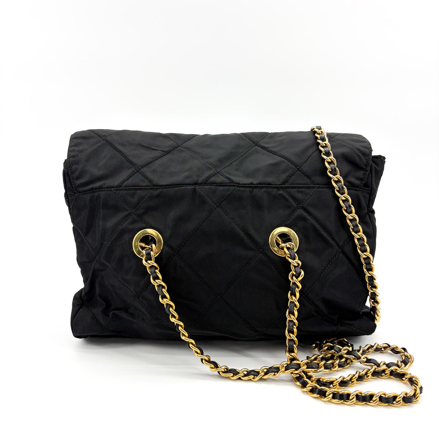 Prada Quilted Nylon Chain Shoulder Bag Black