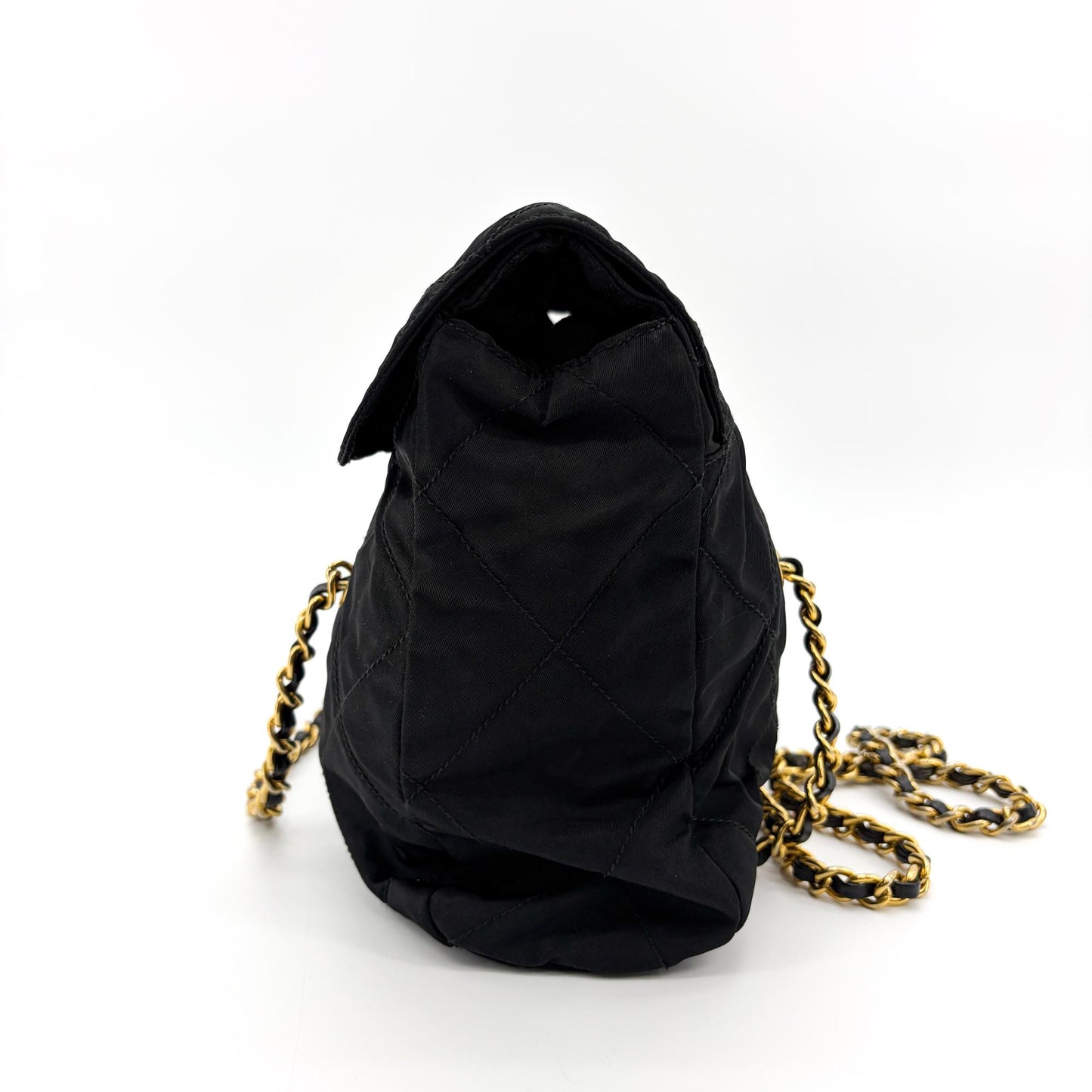 Prada Quilted Nylon Chain Shoulder Bag Black