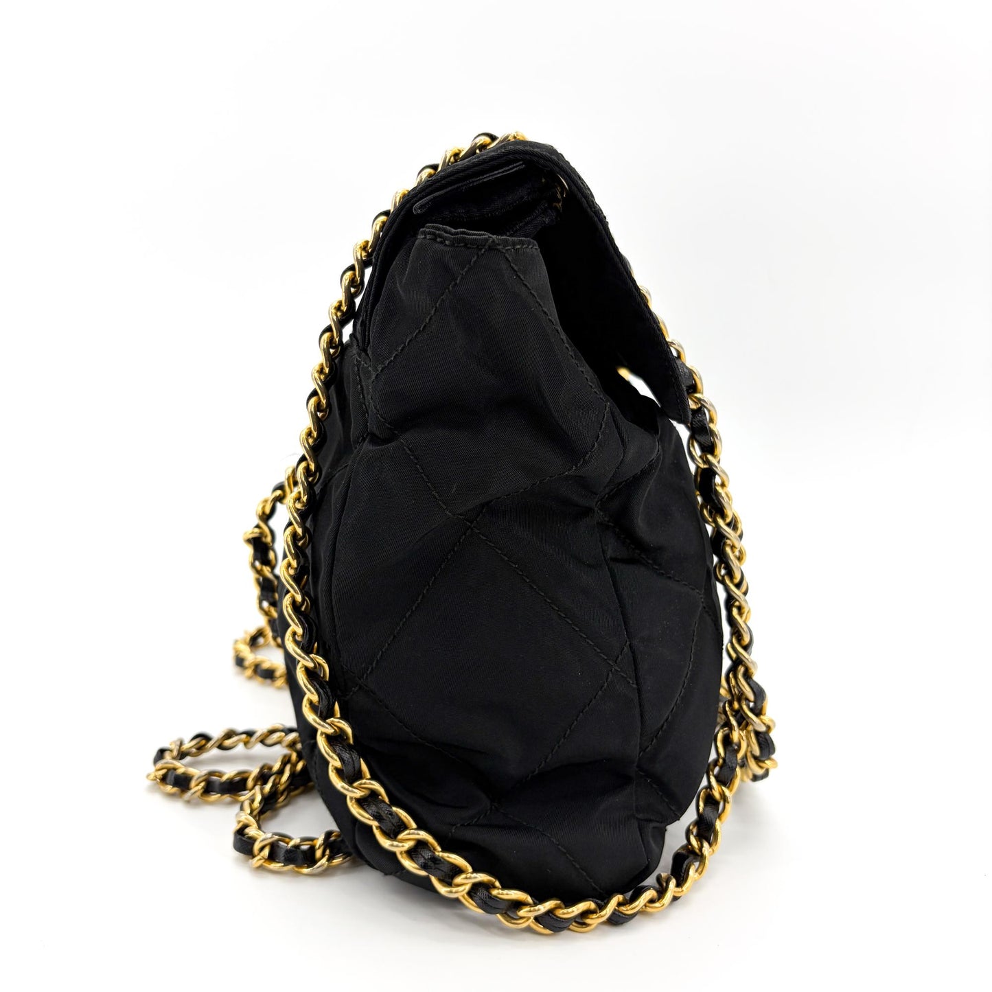 Prada Quilted Nylon Chain Shoulder Bag Black