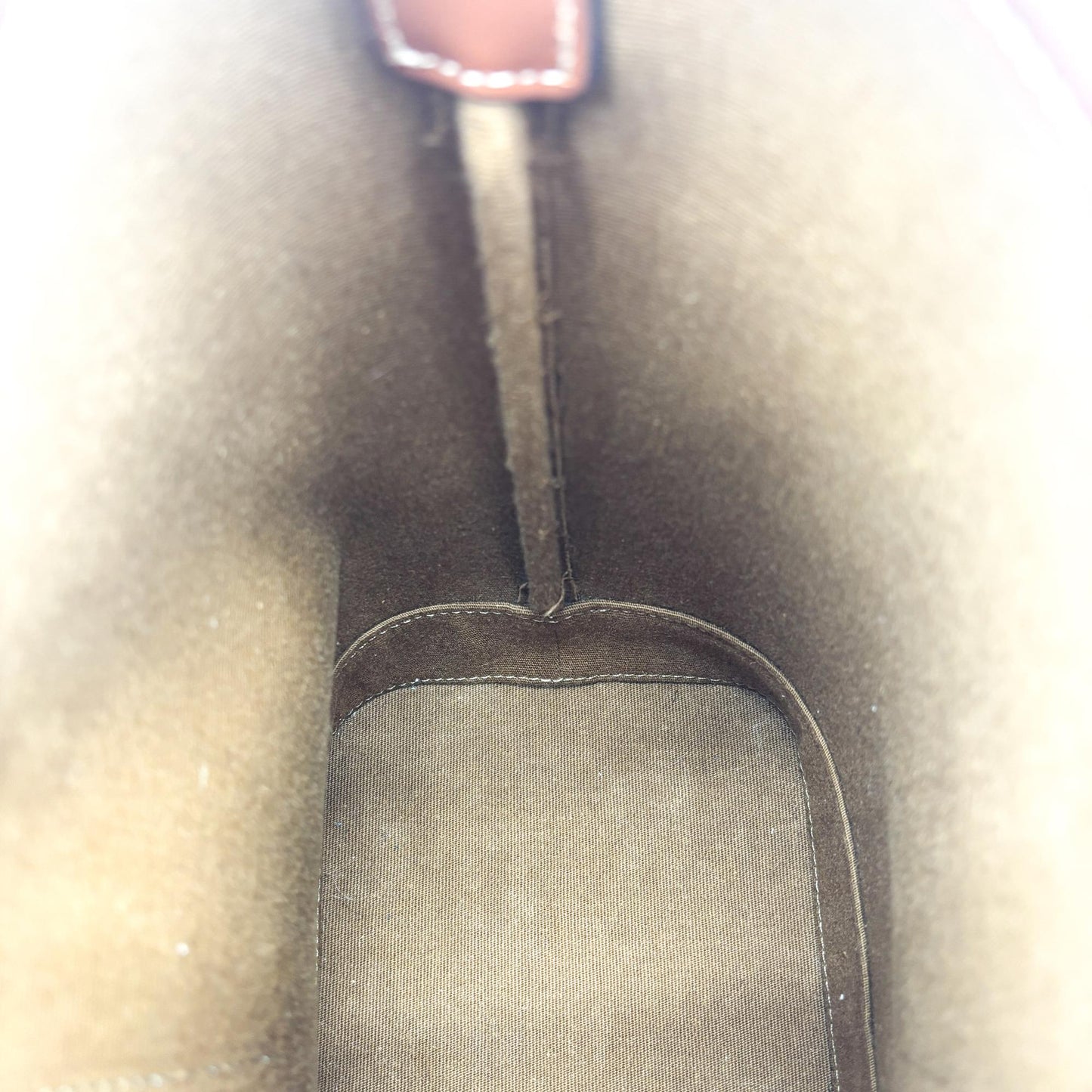 Celine Triomphe Canvas & Calfskin Small Bucket Bag Tan