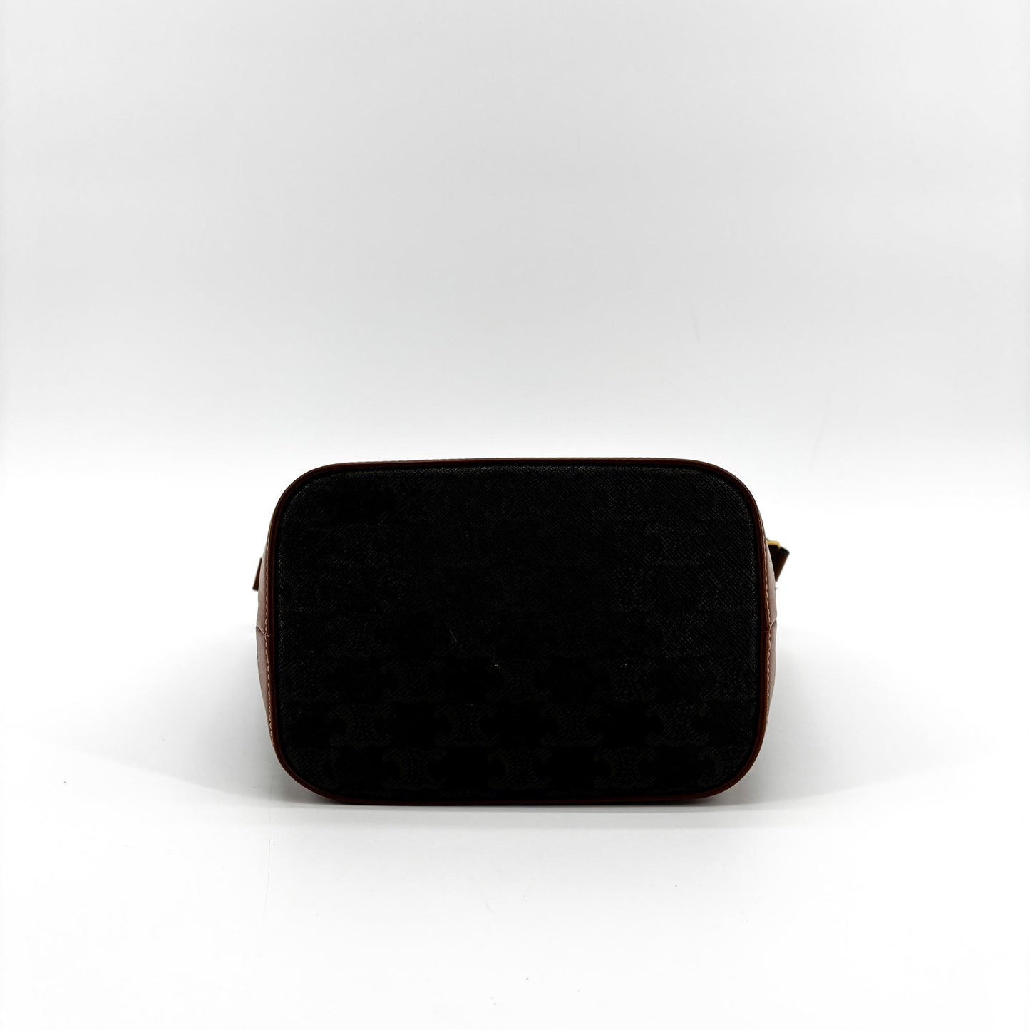 Celine Triomphe Canvas & Calfskin Small Bucket Bag Tan