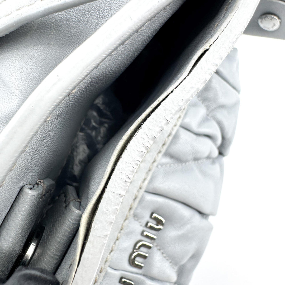 Miu Miu Matelassé Chain Shoulder Bag Grey