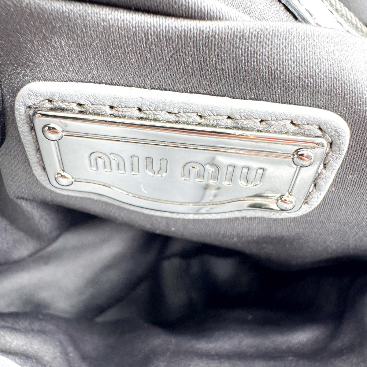 Miu Miu Matelassé Chain Shoulder Bag Grey