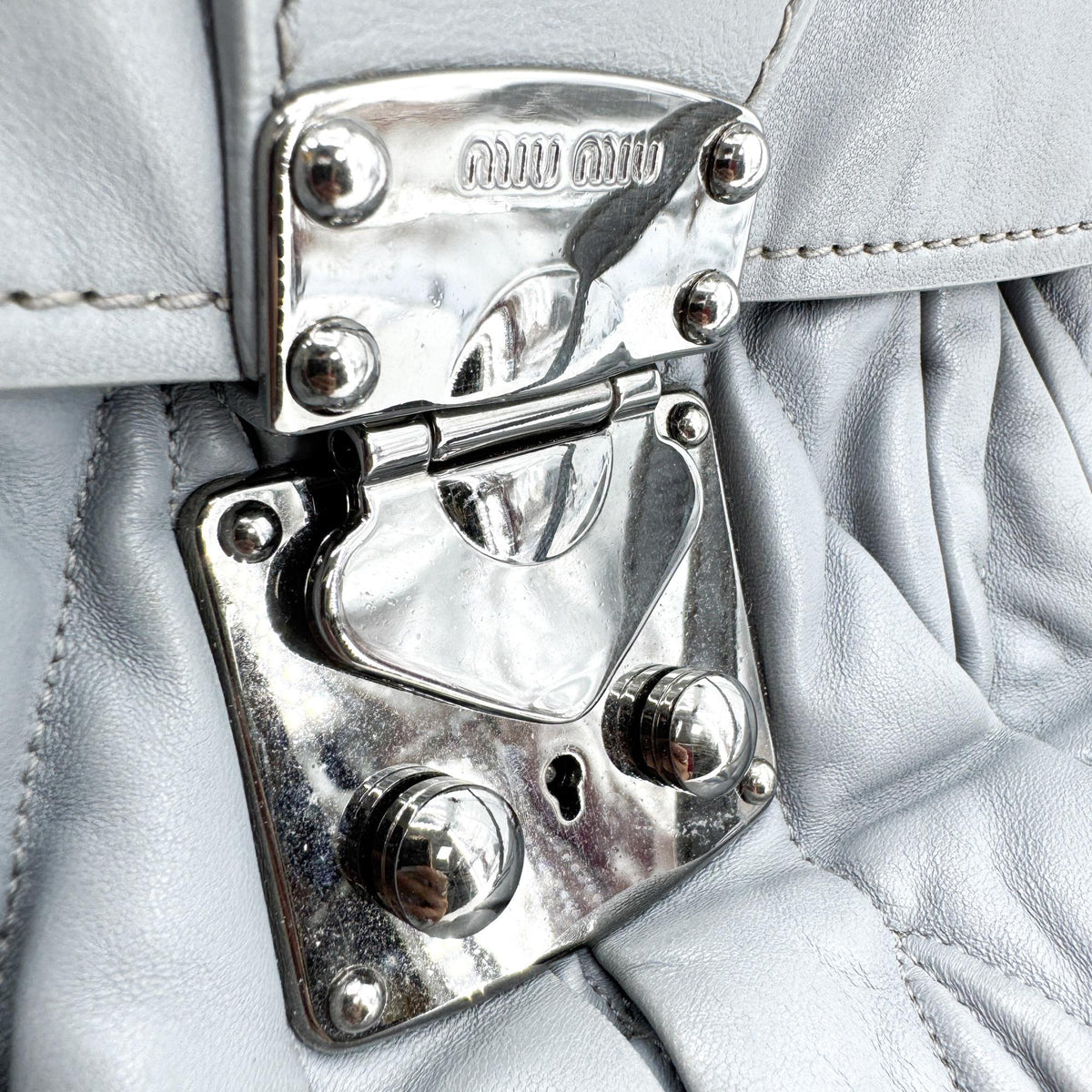 Miu Miu Matelassé Chain Shoulder Bag Grey