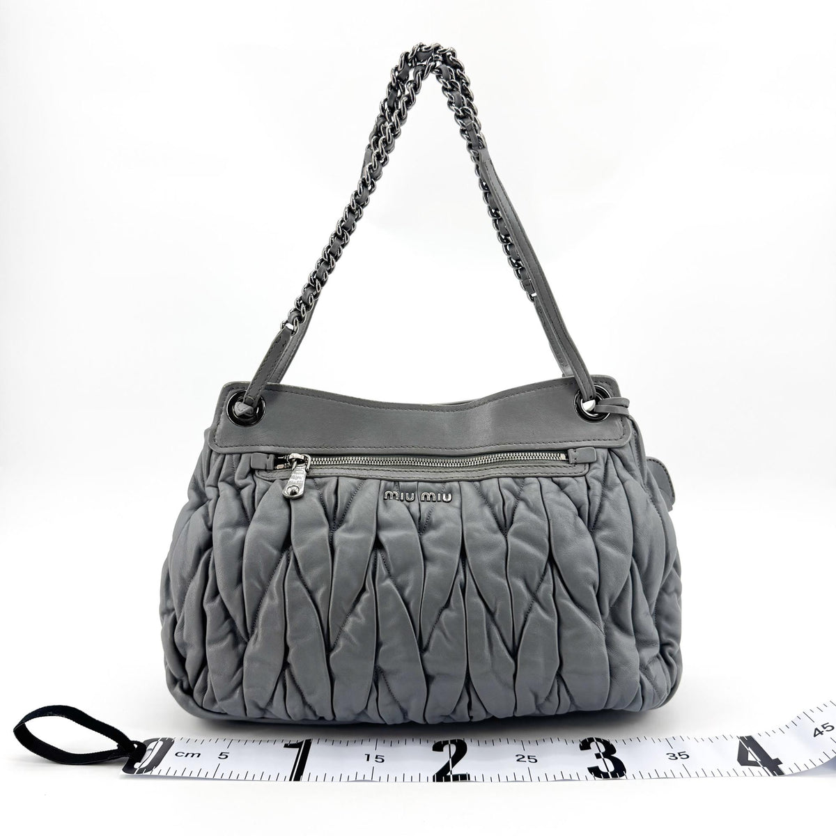 Miu Miu Matelassé Chain Shoulder Bag Grey