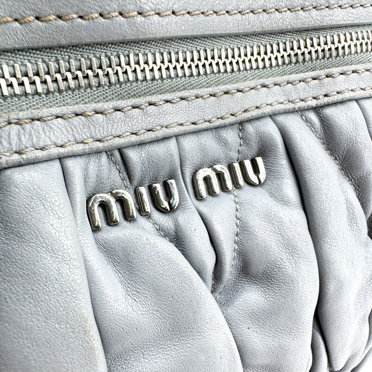 Miu Miu Matelassé Chain Shoulder Bag Grey