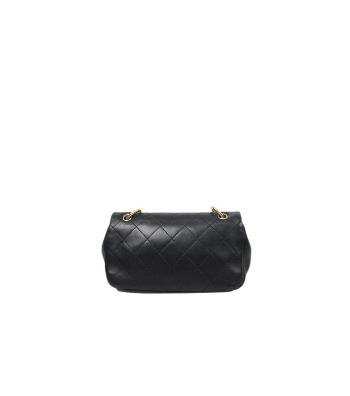 Chanel Black Lambskin Quilted CC Flap Chain Shoulder Bag