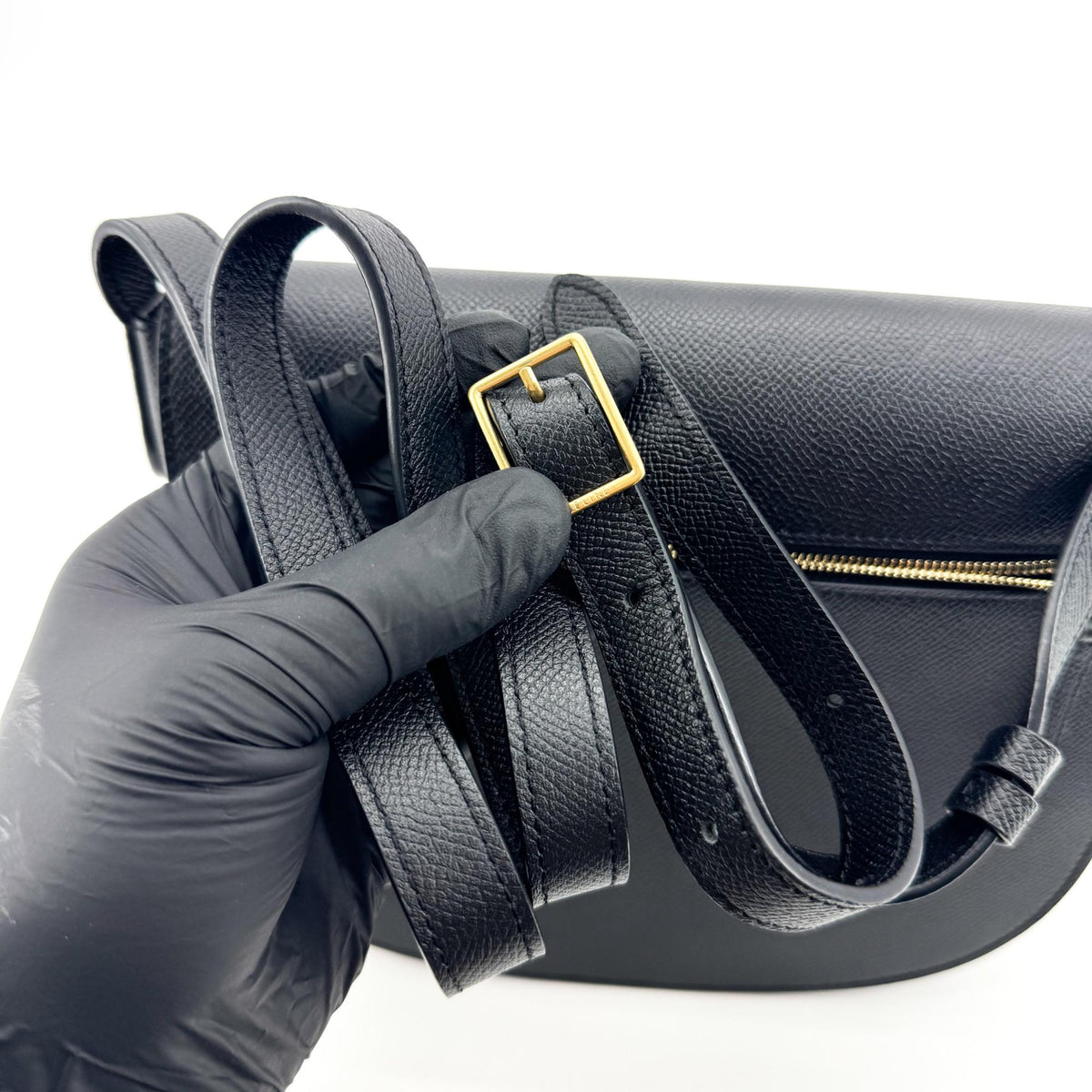 Celine Small Trotter Crossbody Bag Navy Grain Calfskin