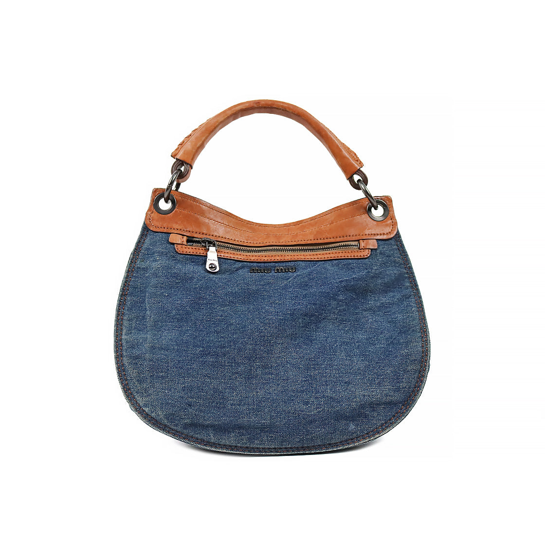 Miu Miu Denim Leopard 2-Way Bag