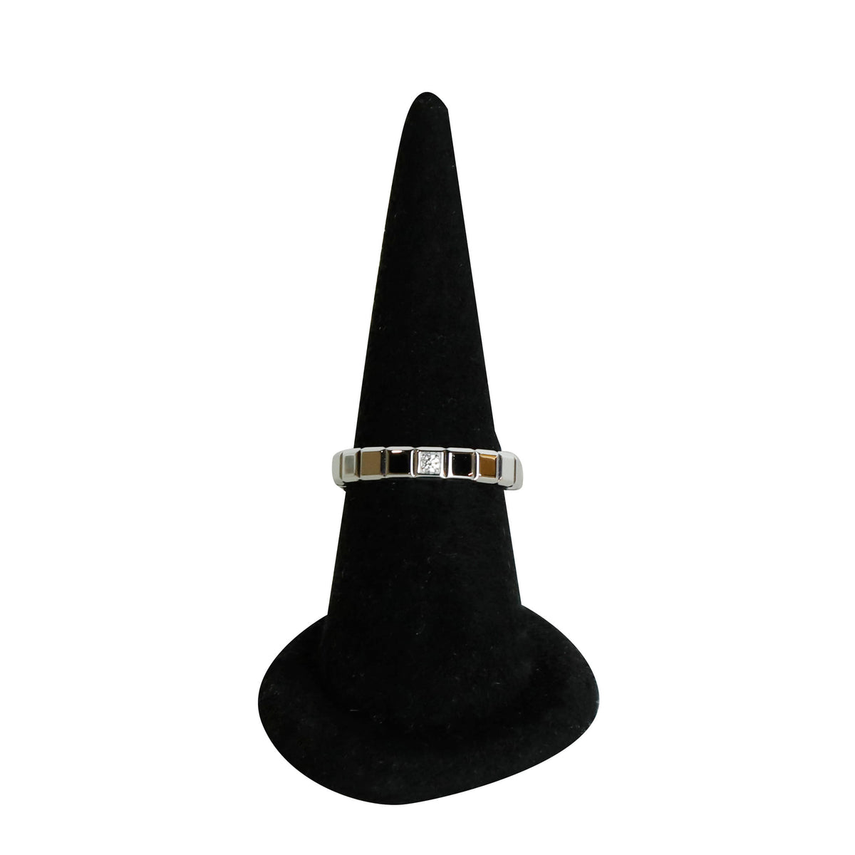 56 Medium Ice Cube 1 Diamond White Gold Ring