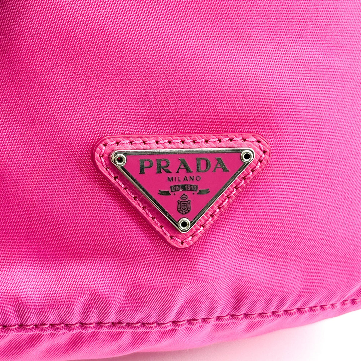 Prada Re-Ylon Pink Drawstring Clutch