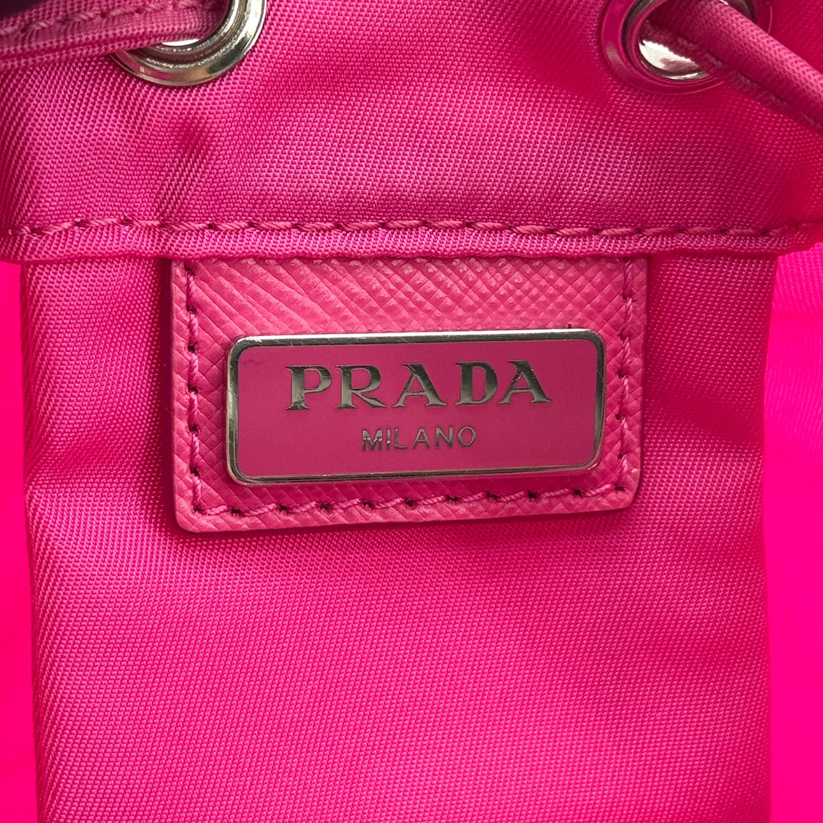Prada Re-Ylon Pink Drawstring Clutch