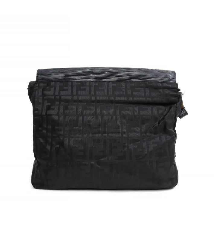Fendi Black Zucca Flap Shoulder Bag