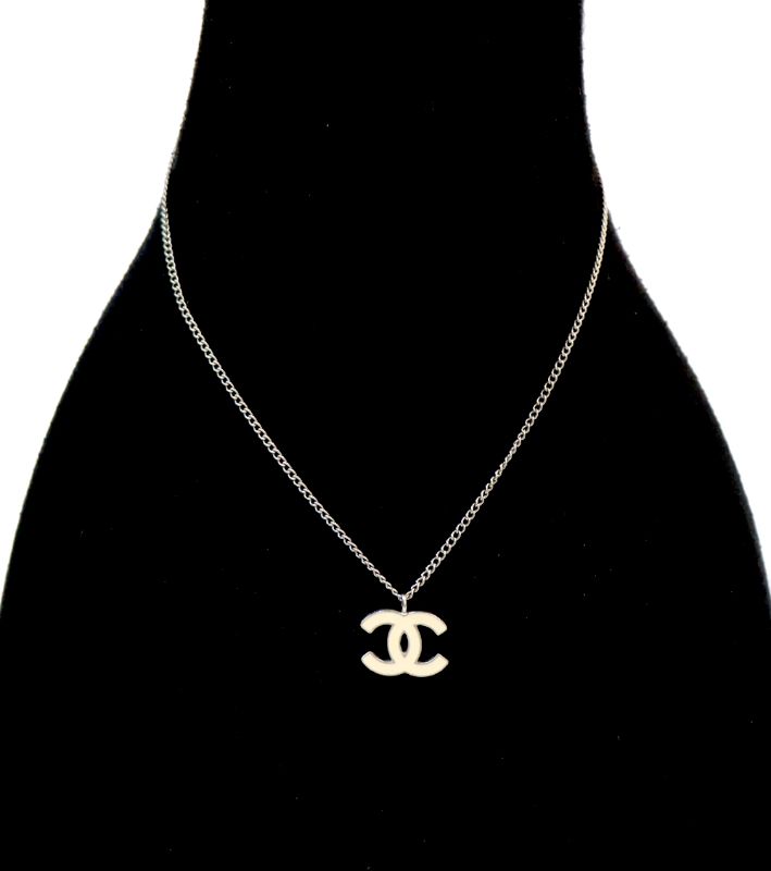 Chanel Ivory CC Silver Necklace
