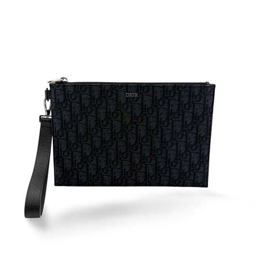 Dior Black Oblique Jacquard A5 Pouch