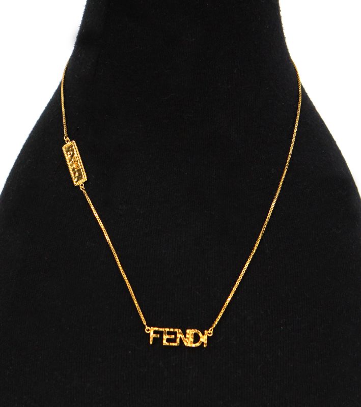 Fendi Lettering FENDI Gold Necklace