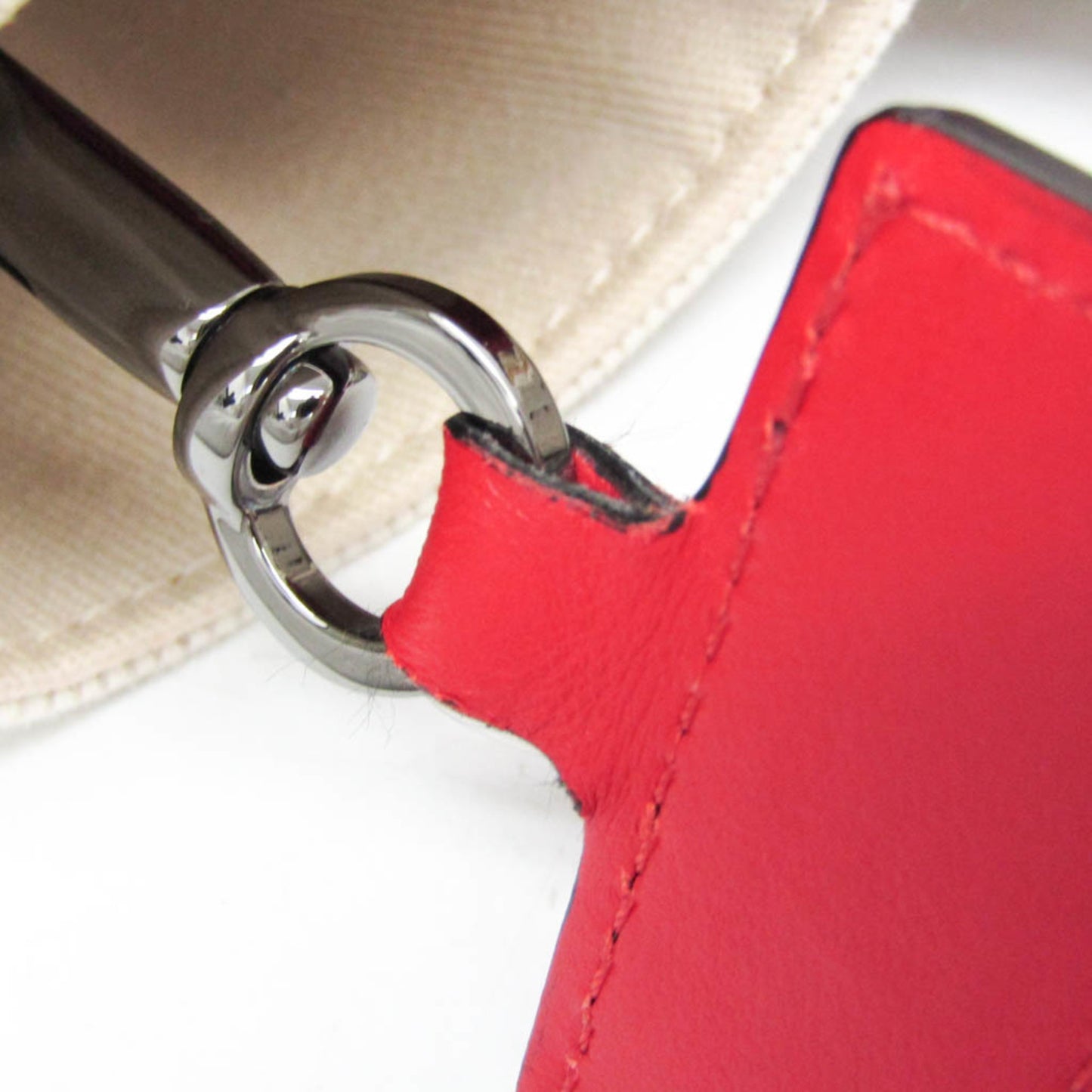 Valentino Garavani Atelier Leather Canvas Shoulder Tote Bag Red White