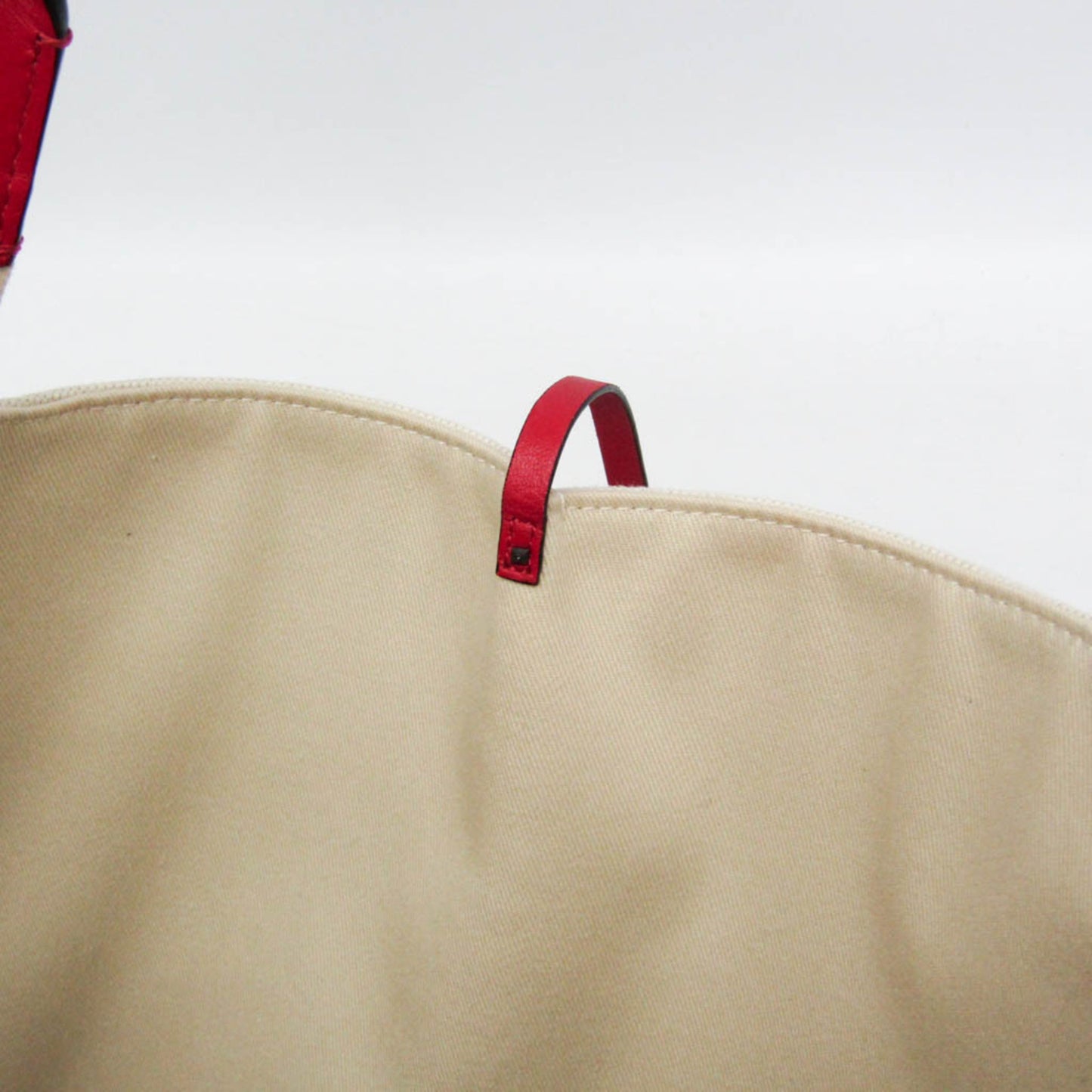 Valentino Garavani Atelier Leather Canvas Shoulder Tote Bag Red White