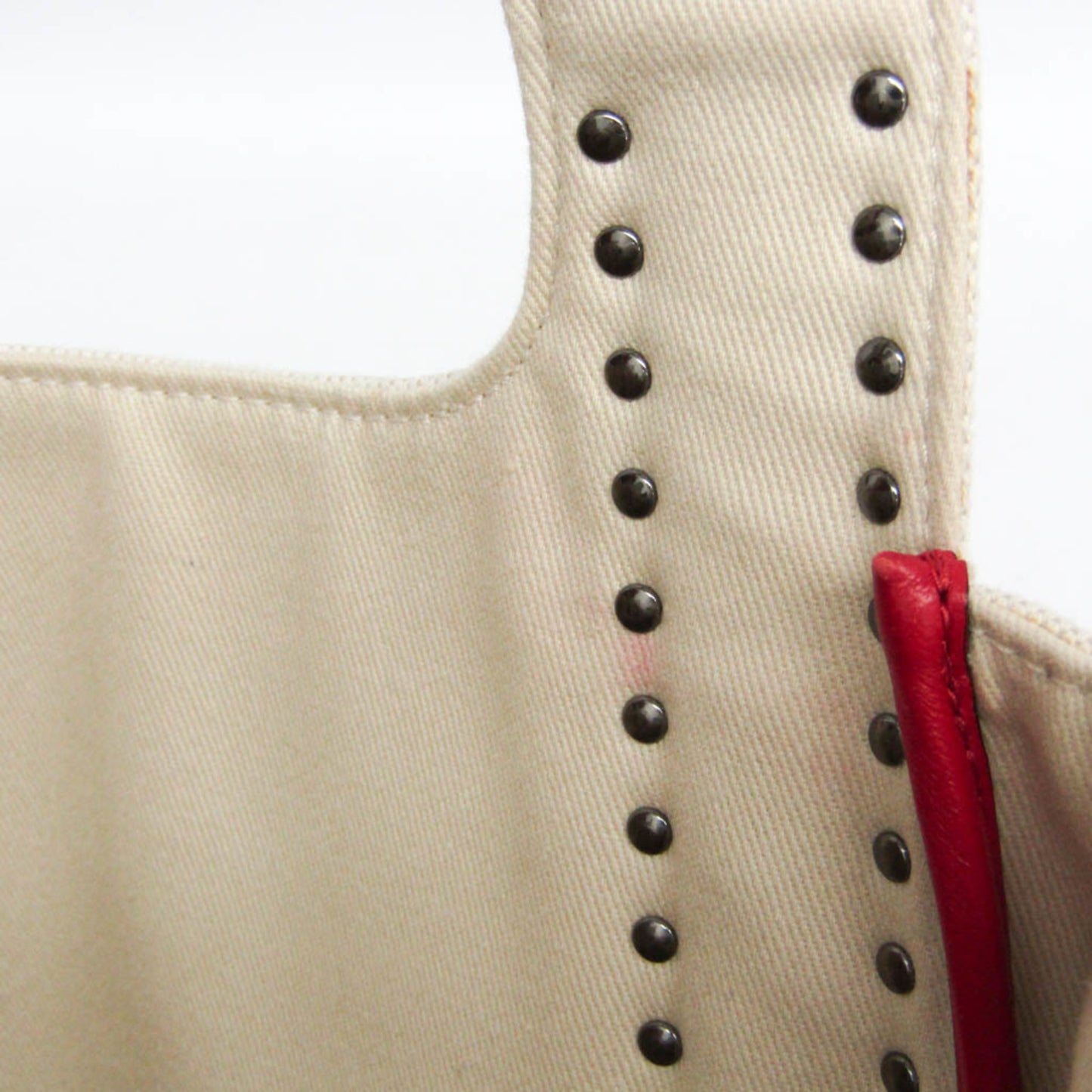 Valentino Garavani Atelier Leather Canvas Shoulder Tote Bag Red White