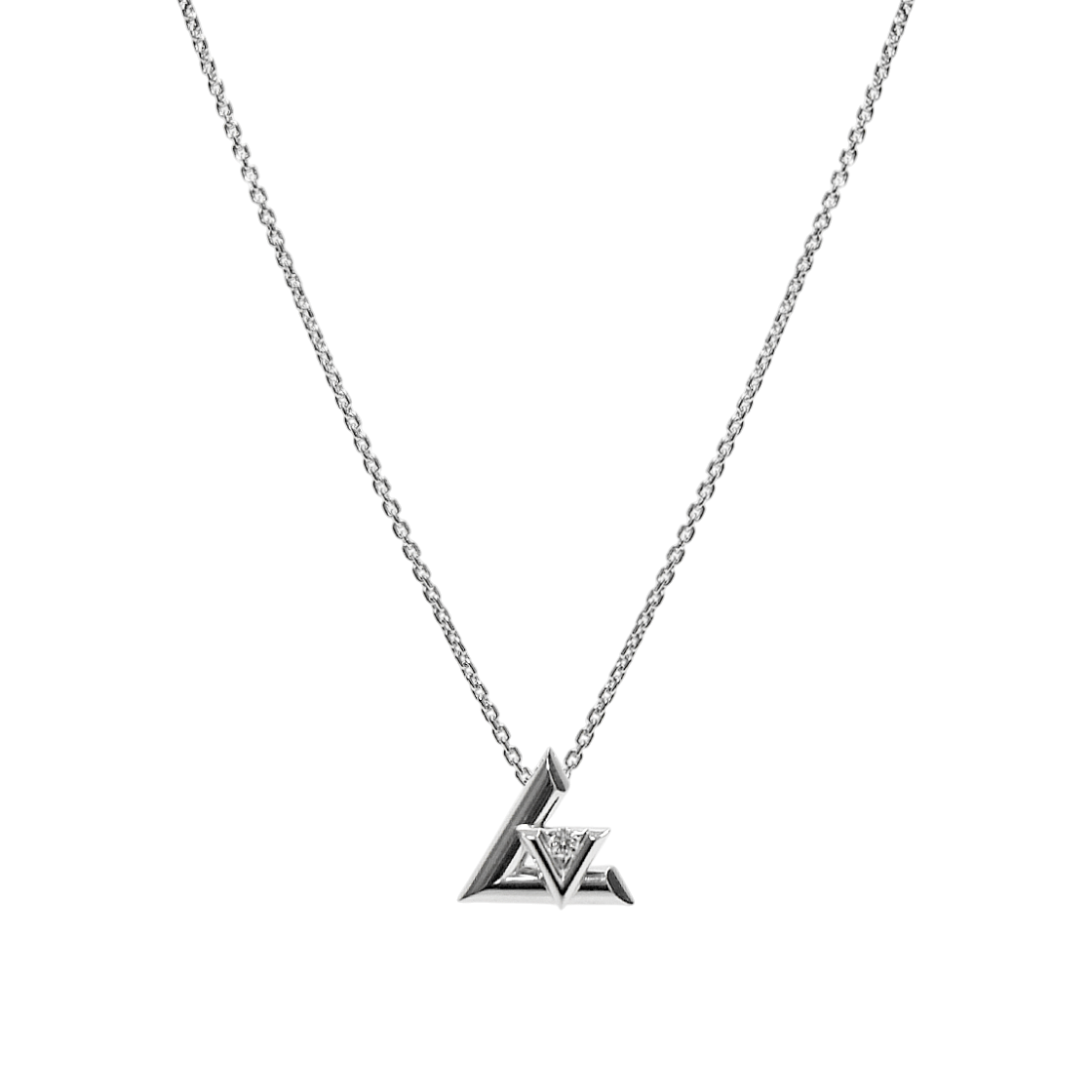 Louis Vuitton Small 18K White Gold LV Bolt Pendant Diamond Necklace