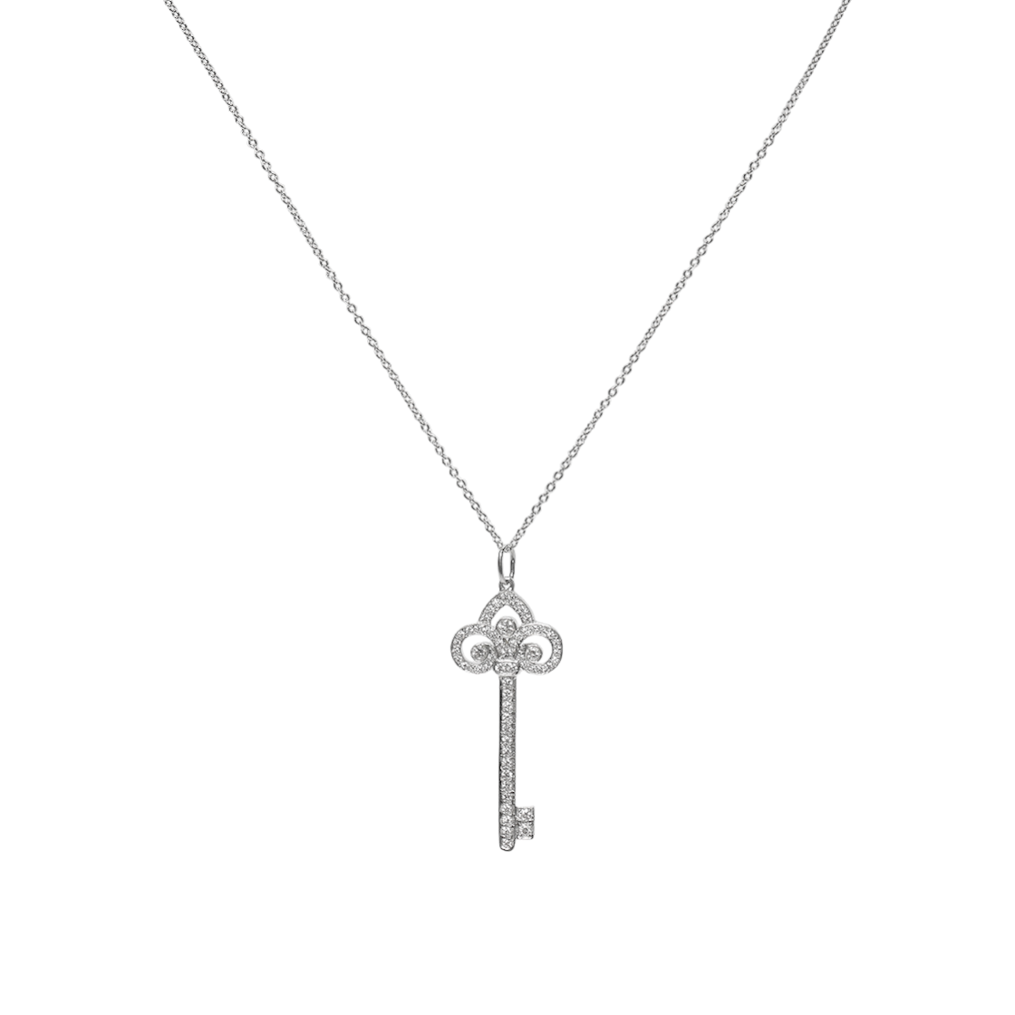 Tiffany & Co. Platinum Diamond Key Necklace