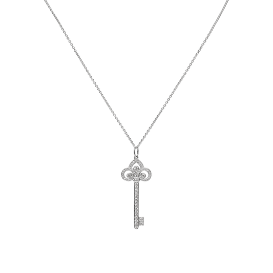 Tiffany & Co. Platinum Diamond Key Necklace