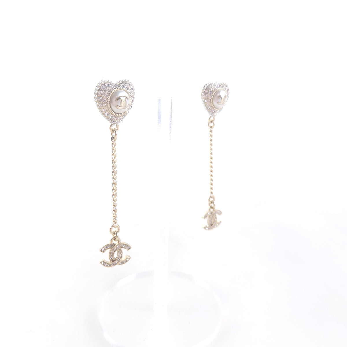 Heart CC Crystal Drop Earrings