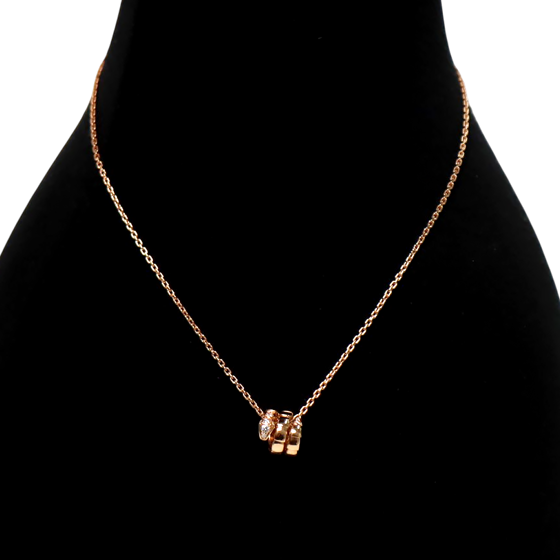 Bulgari 750 Pink Gold Serpenti Diamond Necklace