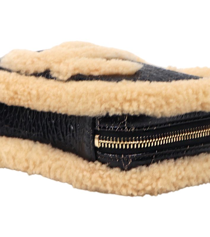 Chanel Black Shearling Big CC Belt Bag