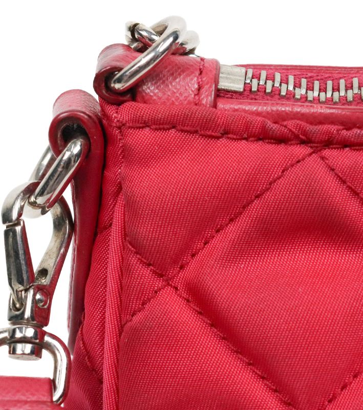 Prada Pink Nylon Quilted Chain Shoulder Bag