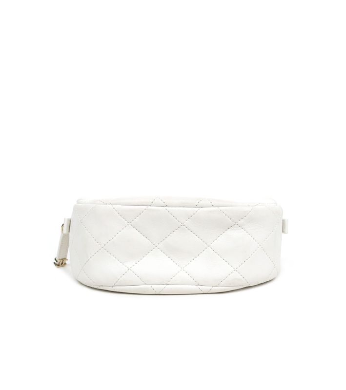 Chanel White Studded CC Chain Shoulder Bag