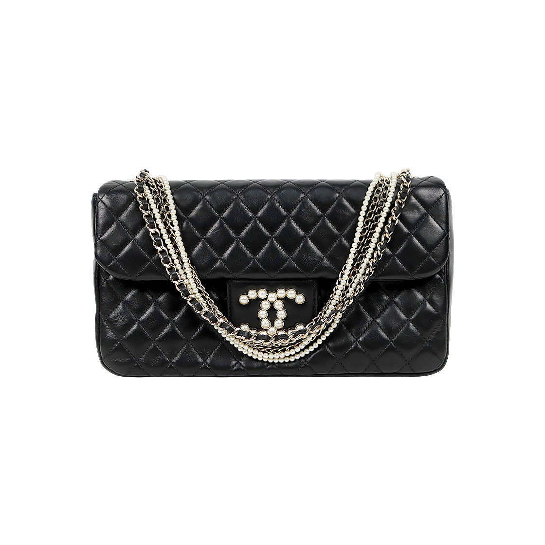 Chanel Black Lambskin Westminster Pearl CC Flap Bag