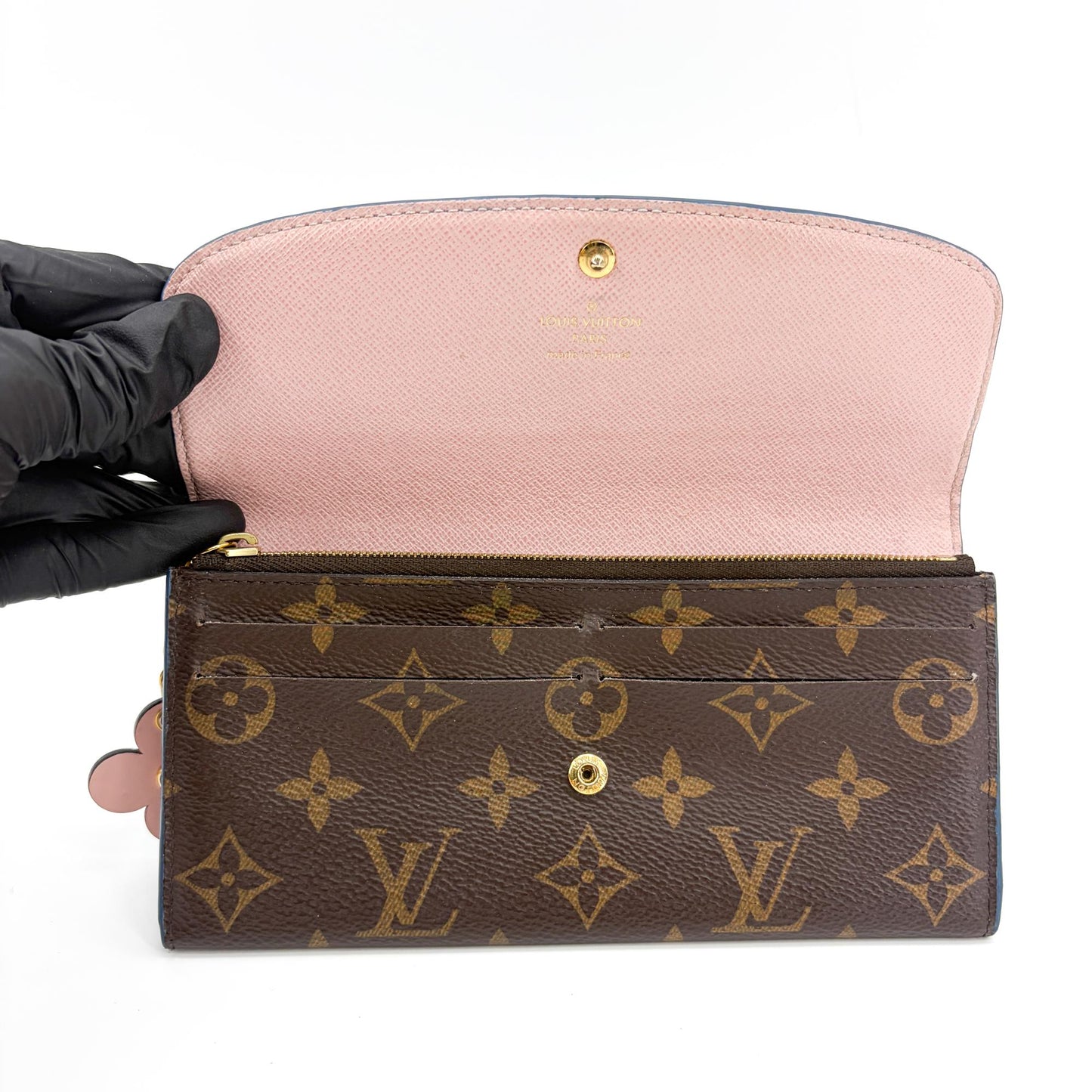 Louis Vuitton Monogram Emily Wallet Blue Flower