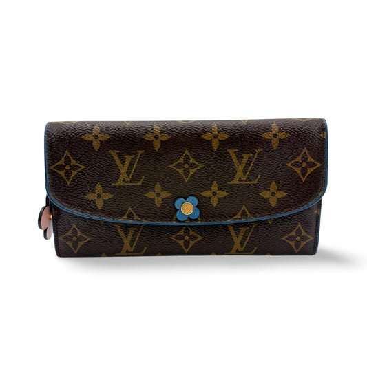 Louis Vuitton Monogram Emily Wallet Blue Flower