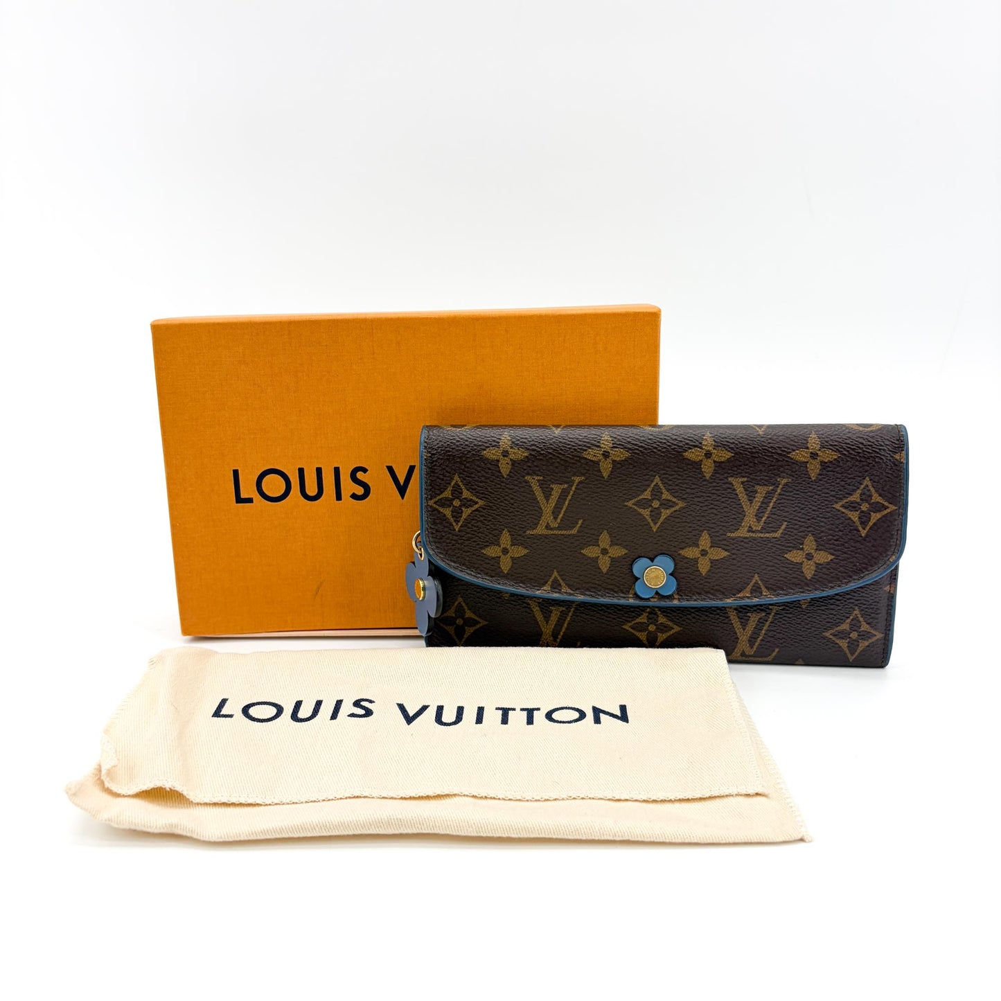 Louis Vuitton Monogram Emily Wallet Blue Flower