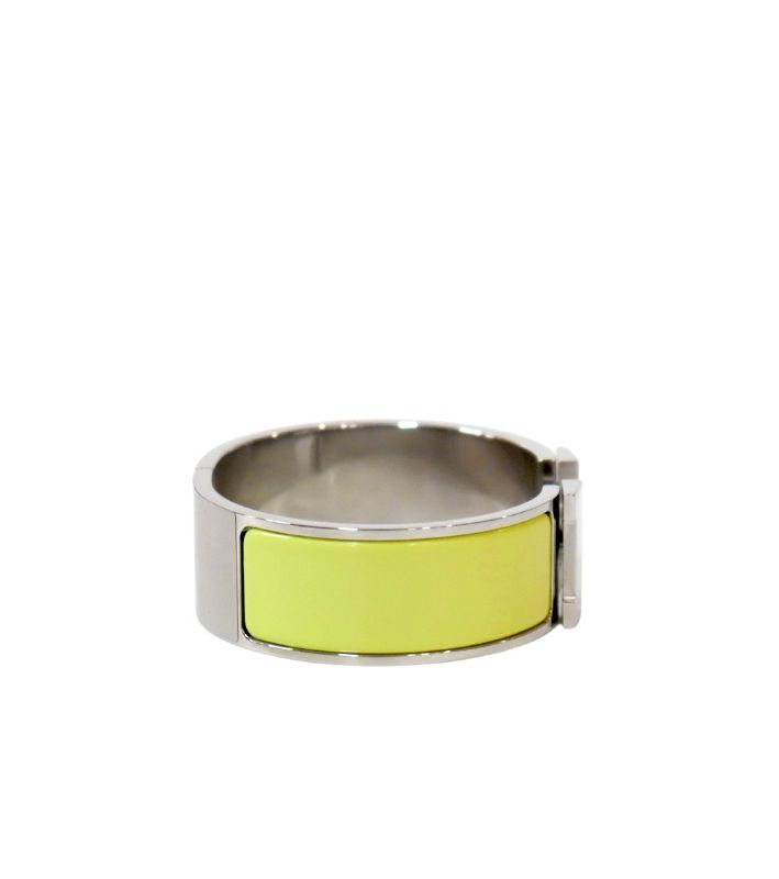 Hermès Green Click-Ash Silver Bracelet