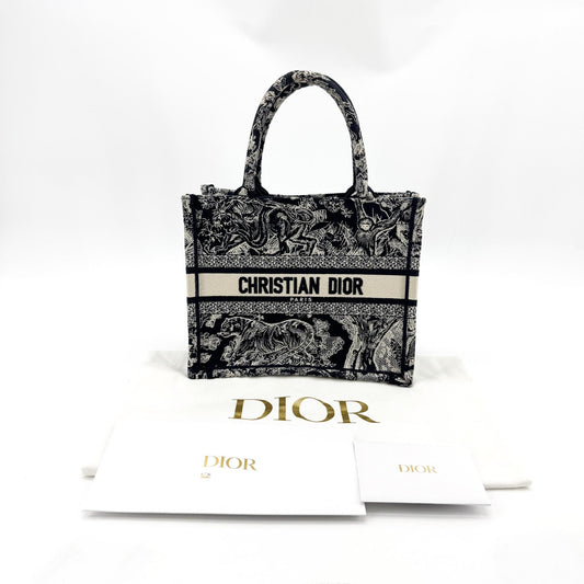 Dior Small Book Tote Bag Toile de Jouy Embroidered Navy