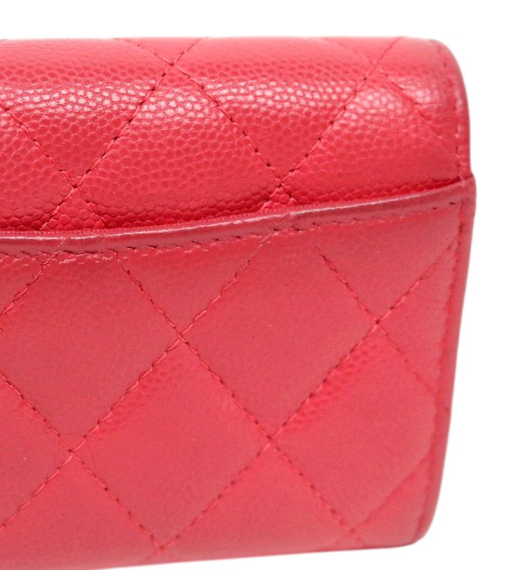 Chanel Red Caviar Skin Card Wallet