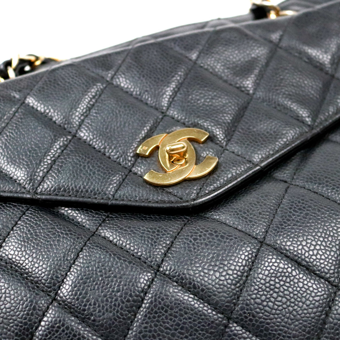 Chanel Black Caviar Quilted CC Pocket Shoulder Bag